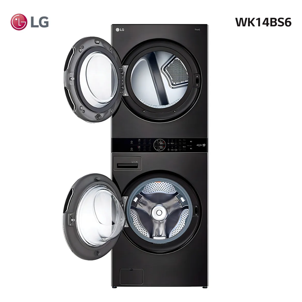 Lavasecarropas Washtower LG WK14BS6 Torre de 14 Kg Lavado y 10 Kg Secado Inverter Heat pump Negro