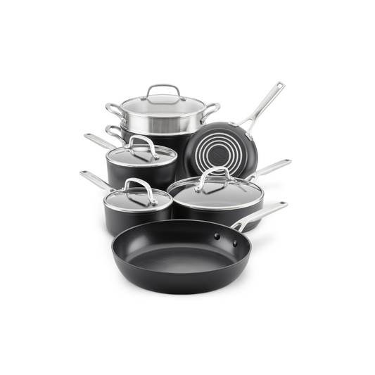 Batería de cocina Kitchenaid 80120 Antiadherente Inducción Anodizado Acero Inox 11 Piezas