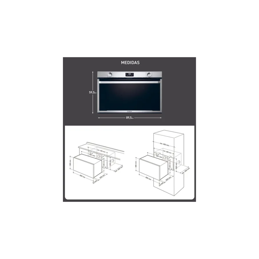 Horno Eléctrico Empotrable CANDY ELIOE91MF-12 90 Cm 3 Estantes Silver