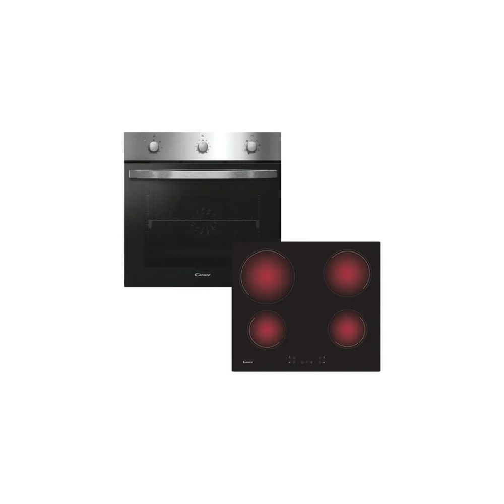 Combo CANDY PCI27X FIDCX602 Horno 65 Lts Eléctrico Silver  CH64CCB Anafe 60 Cm 4 Hornallas Vitrocerámico