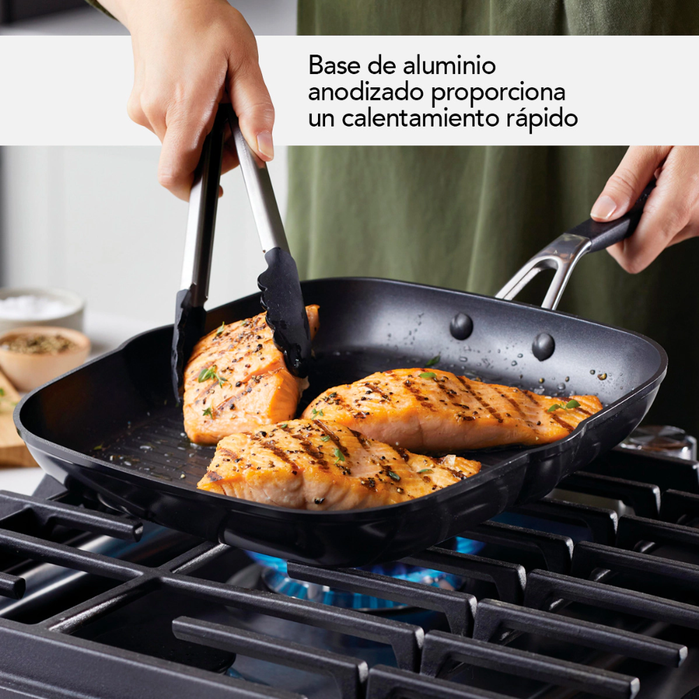 Batería De Cocina Kitchenaid 84800 Antiadherente Anodizado Duro 10 Piezas Negro Onyx