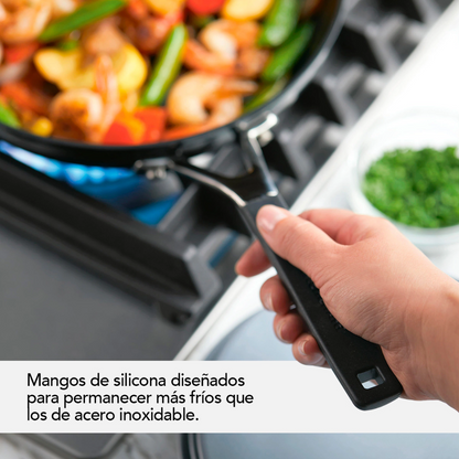 Batería De Cocina Kitchenaid 84800 Antiadherente Anodizado Duro 10 Piezas Negro Onyx