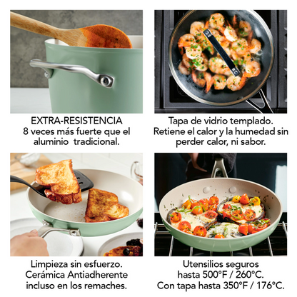 Batería De Cocina KitchenAid 84820 Antiadherente Cerámico Anodizado Duro 10 Piezas Piezas