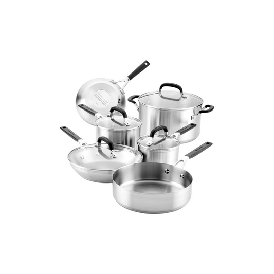 Batería De Cocina KitchenAid 71017 10 Piezas Inducción Acero Inox Gris