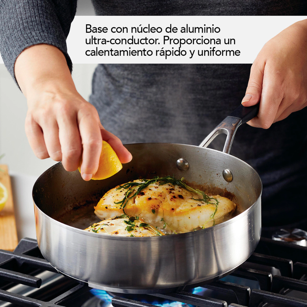 Batería De Cocina KitchenAid 71017 10 Piezas Inducción Acero Inox Gris