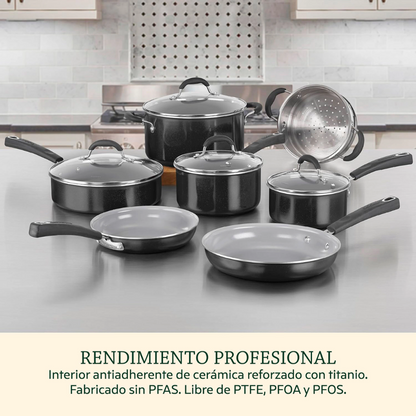 Batería De Cocina Cuisinart 54c-11bk 11 Piezas Antiadherente Cerámico