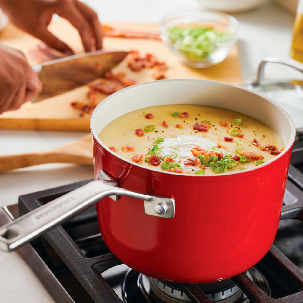 Olla Con Tapa KitchenAid 84848 2,8 Lts Cerámica Antiadherente Rojo