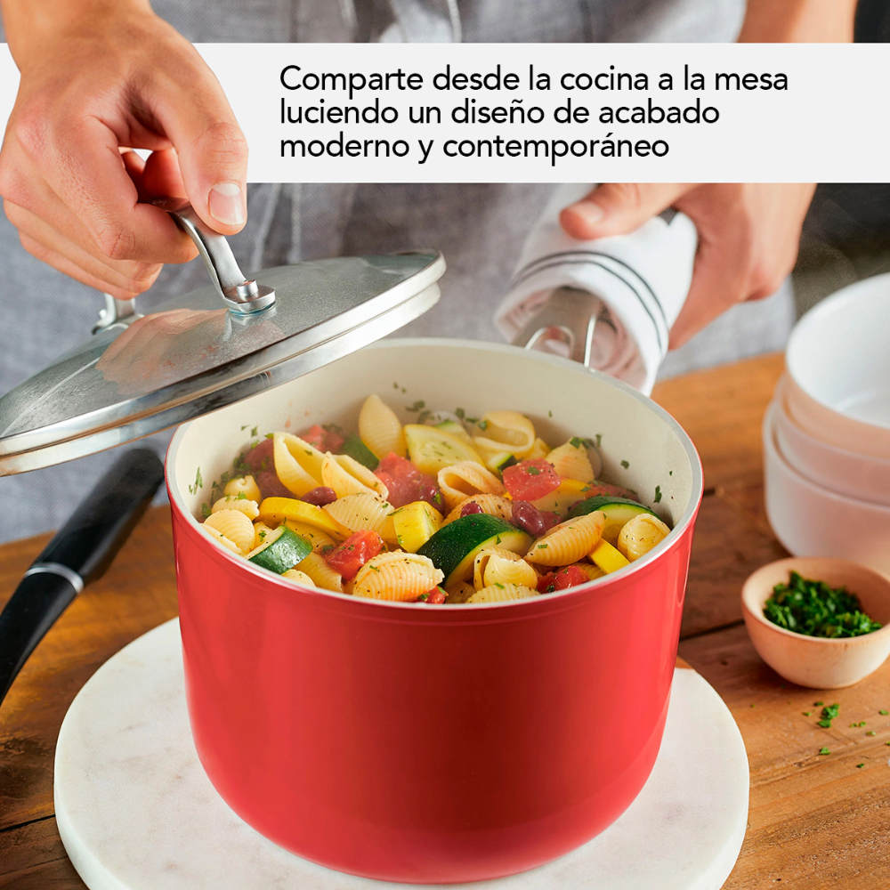Olla Con Tapa KitchenAid 84848 2,8 Lts Cerámica Antiadherente Rojo