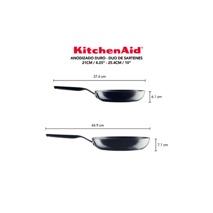 Set Sartenes Kitchenaid 84803 Antiadherentes 2 Piezas 21 Y 25 Cm Negro Onyx (Tailandia)