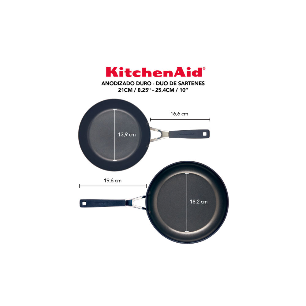 Set Sartenes Kitchenaid 84803 Antiadherentes 2 Piezas 21 Y 25 Cm Negro Onyx (Tailandia)