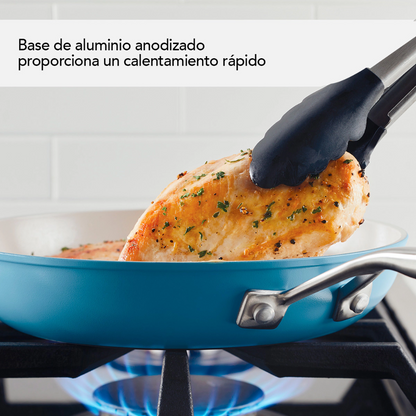 Sartén Kitchenaid 84817 Antiadherente Cerámico Anodizado Duro 31 Cm Azul Velvet (Tai)