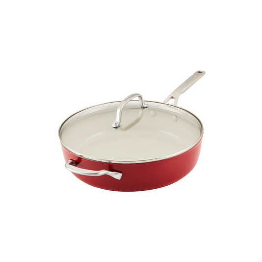 Sartén Kitchenaid 84849 C/Tapa Antiadherente Cerámico Anodizado Duro 4,7L Rojo (Tai)