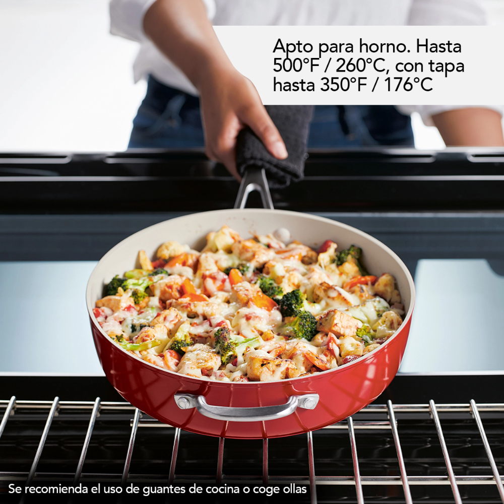 Sartén Kitchenaid 84849 C/Tapa Antiadherente Cerámico Anodizado Duro 4,7L Rojo (Tai)