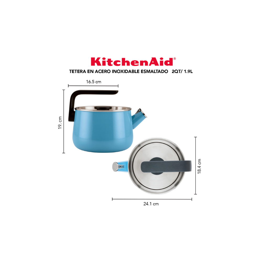 Pava Silbadora Esmaltada Kitchenaid 48748 Inducción 1,9L Azul Velvet (INDO)