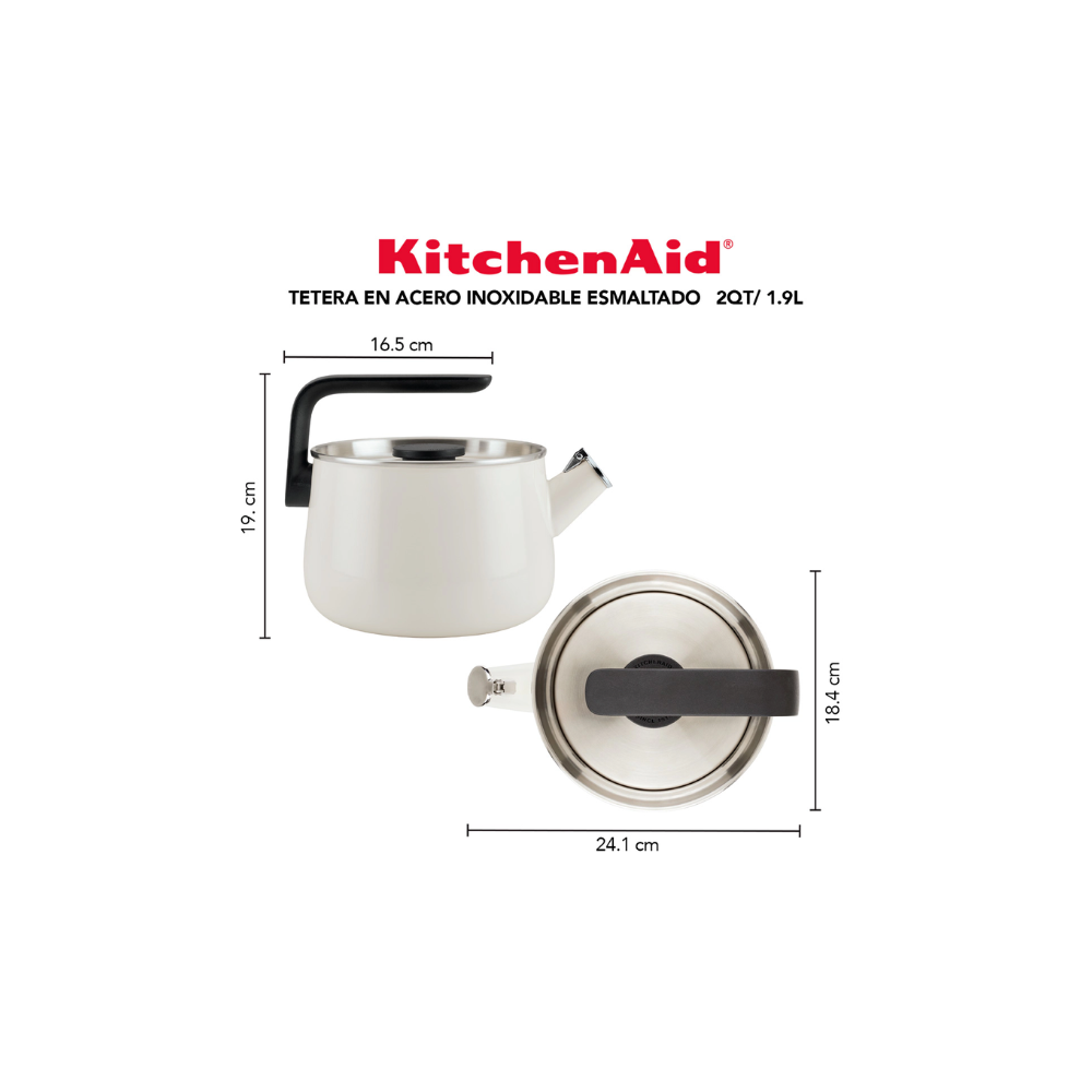 Pava Silbadora Esmaltada Kitchenaid 49080 Inducción 1,9L Blanca