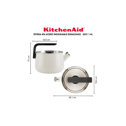 Pava Silbadora Esmaltada Kitchenaid 49080 Inducción 1,9L Blanca
