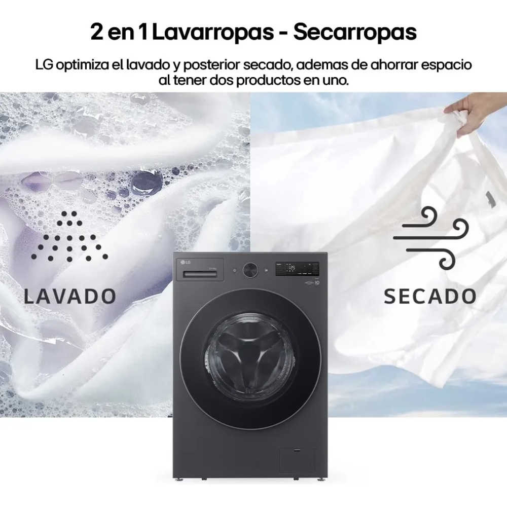 Lavasecarropas LG WD20EGNTSPG  20 Kg Lavado 10 Kg Secado Inverter Lavado con IA & Vapor Silver