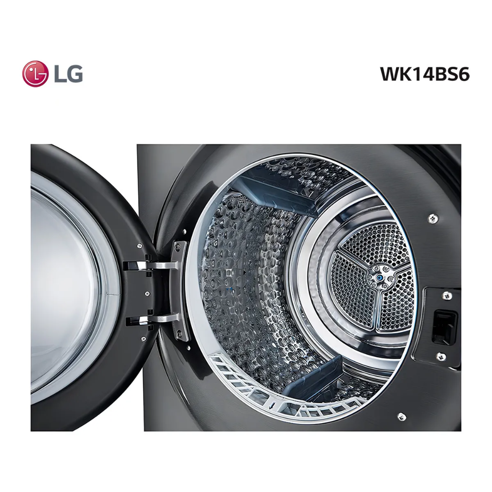 Lavasecarropas Washtower LG WK14BS6 Torre de 14 Kg Lavado y 10 Kg Secado Inverter Heat pump Negro