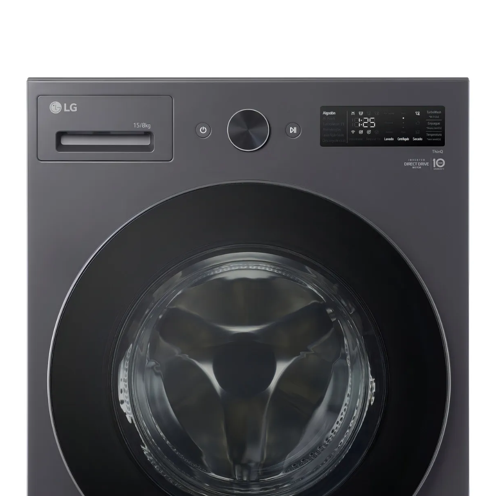 Lavasecarropas LG WD15EGNTSPG  15 Kg Lavado 8 Kg Secado Inverter Lavado con IA & Vapor Gris Mate