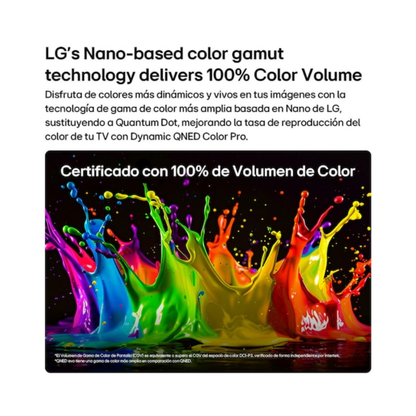 TV 100QNED85BS LG QNED evo AI 100" 4K UHD · Smart TV Mini LED Dynamic QNED Color Pro  Precision Dimming Pro  Procesador α8 AI 4K  HDR  webOS con IA