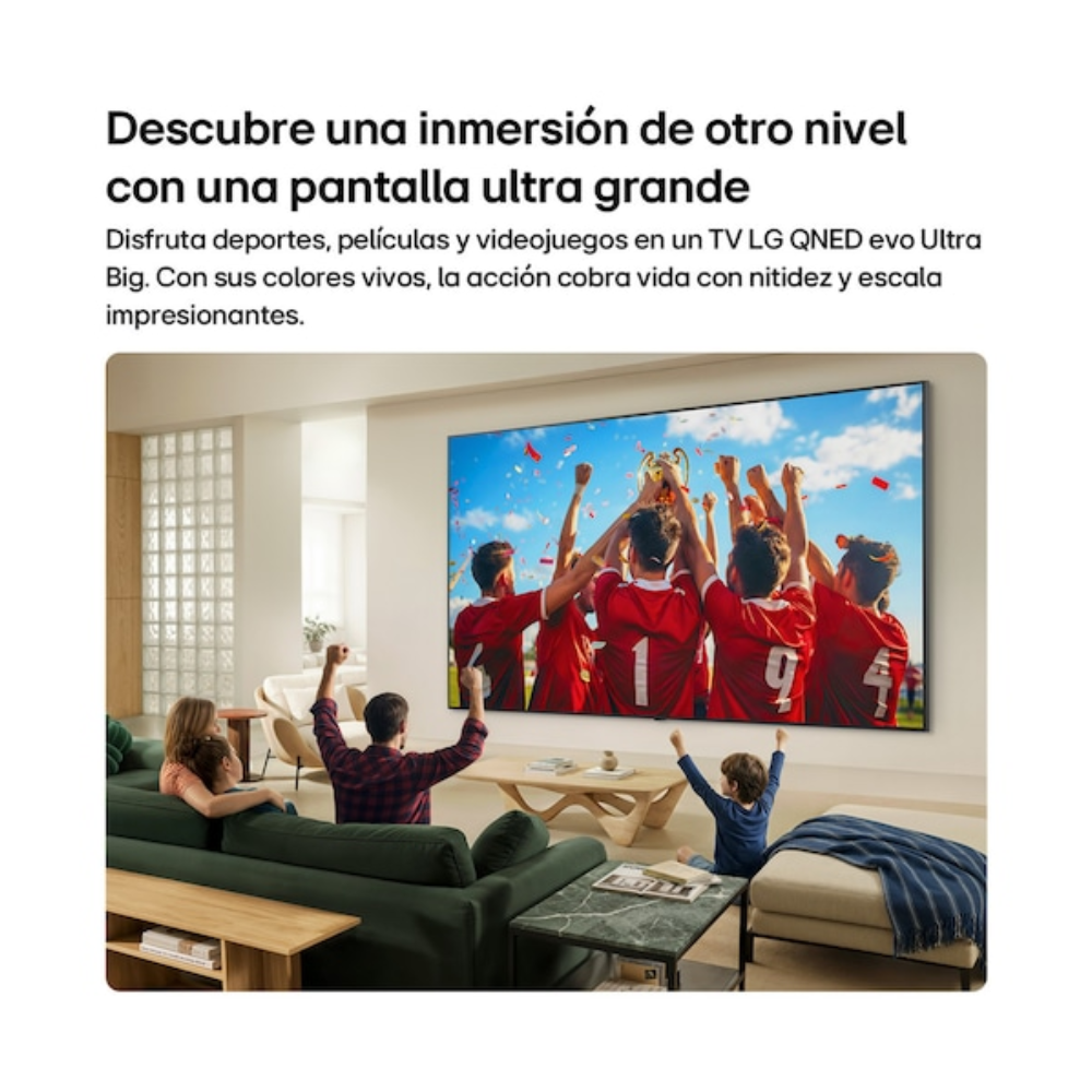 TV 100QNED85BS LG QNED evo AI 100" 4K UHD · Smart TV Mini LED Dynamic QNED Color Pro  Precision Dimming Pro  Procesador α8 AI 4K  HDR  webOS con IA