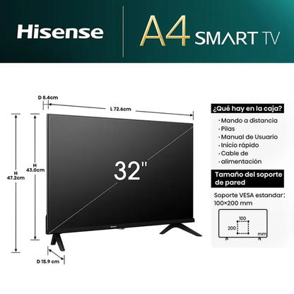 Smart TV 32” HISENSE Smart HD  32A42K