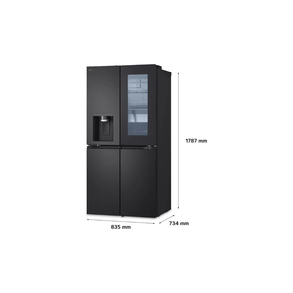 Heladera French Door LG GM57SXM 427 Lts Inverter InstaView Ice Maker Dispenser de Agua y Hielo Wifi Negro