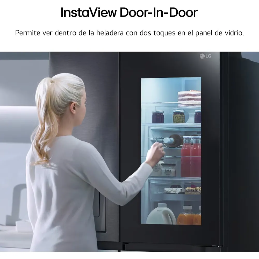 Heladera French Door LG GM57SXM 427 Lts Inverter InstaView Ice Maker Dispenser de Agua y Hielo Wifi Negro