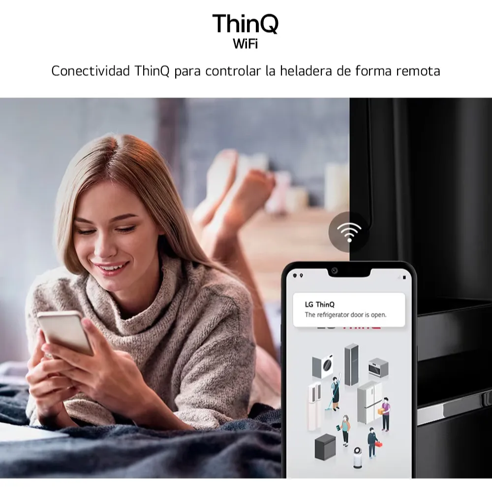 Heladera French Door LG GM57SXM 427 Lts Inverter InstaView Ice Maker Dispenser de Agua y Hielo Wifi Negro