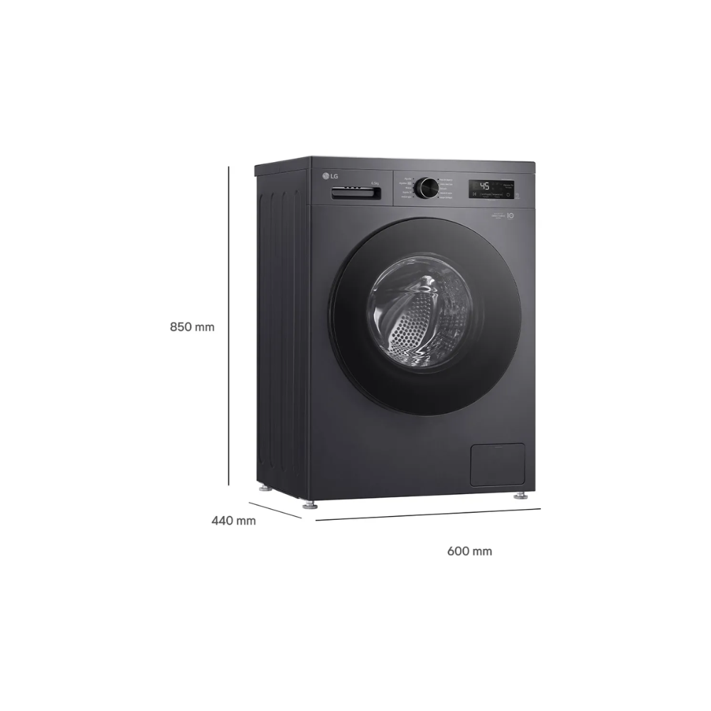 Lavarropas LG WM65GMVFS6 Carga Frontal 6.5 Kg Inverter 1200 RPM Lavado a Vapor Negro