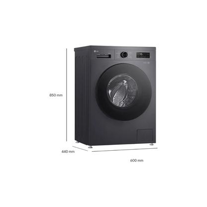 Lavarropas LG WM65GMVFS6 Carga Frontal 6.5 Kg Inverter 1200 RPM Lavado a Vapor Negro