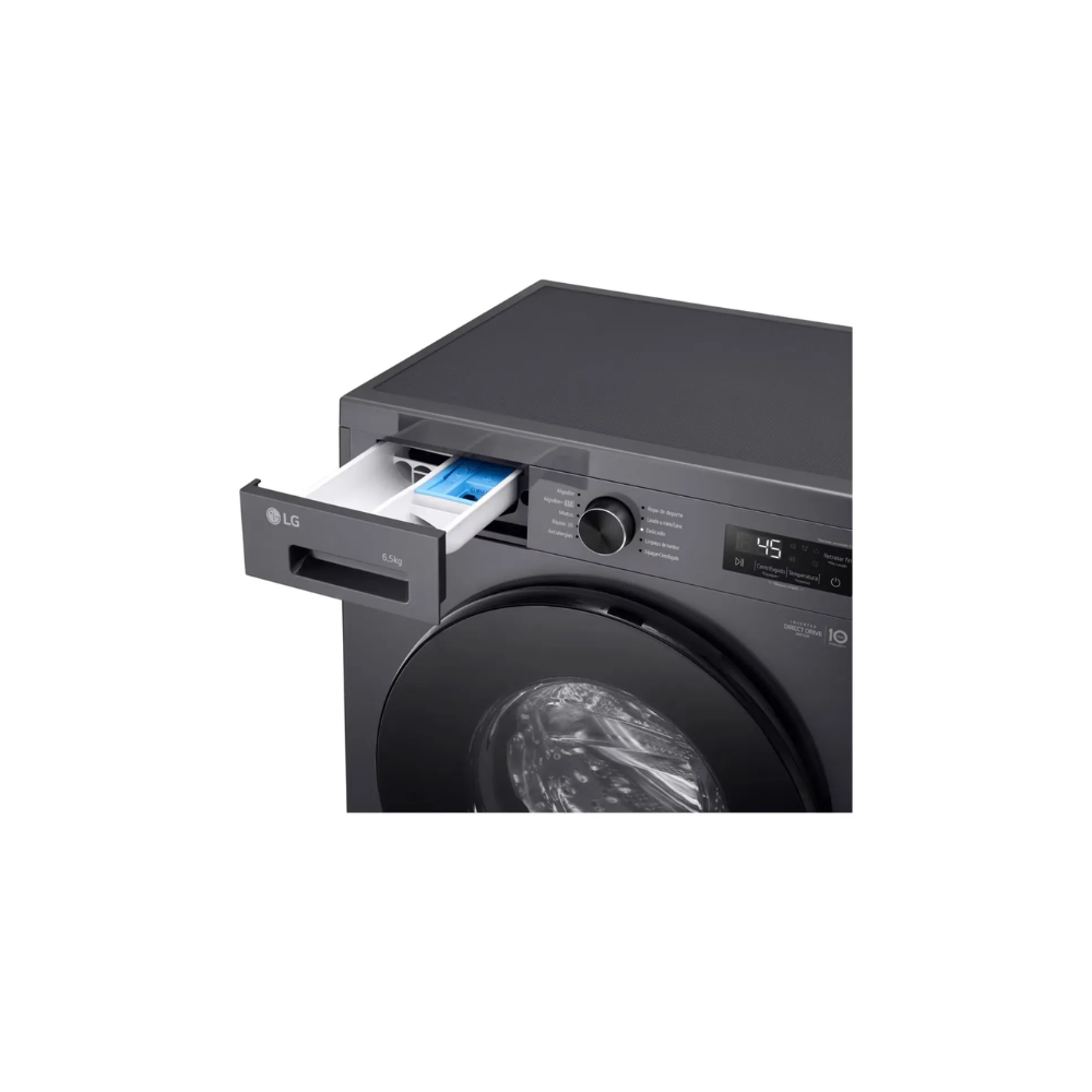Lavarropas LG WM65GMVFS6 Carga Frontal 6.5 Kg Inverter 1200 RPM Lavado a Vapor Negro