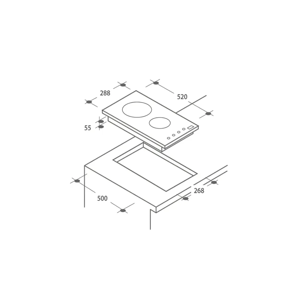 Anafe Eléctrico CANDY CDH30 2 Zonas 30 Cm Vitrocerámico Black