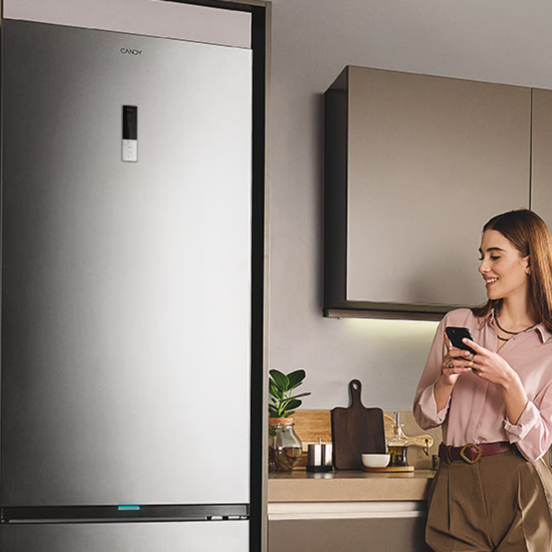 Heladera Combi CANDY CCG2T718EX 442 Lts Inverter Freezer Inferior No Frost Silver