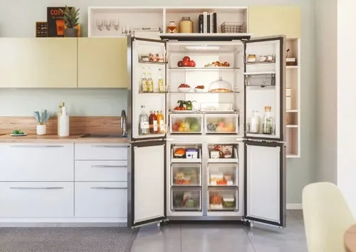 Heladera Doble Puerta CANDY CFQ5T81 465 Lts Inverter 4 Puertas Dispenser de Agua Silver